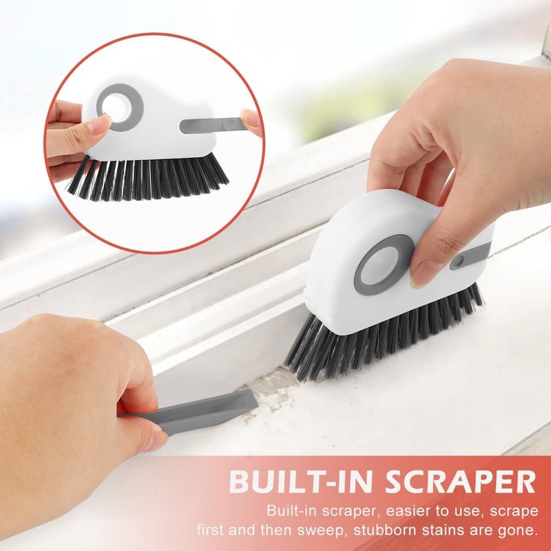 YOSINXU 2Pcs 2 in 1 Groove Cleaning Brush, Window Track Cleaning Tools with Hidden Scraper, Multifunctional Hard Bristle Grip Brush for Sliding Door Track, Window Sill - Image 3